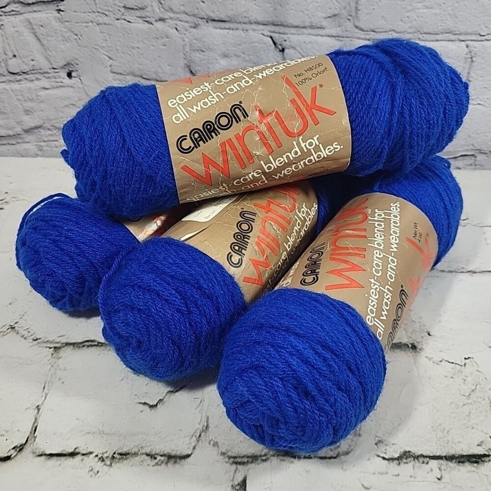 Vintage Caron Wintuk Yarn Blue Lot‎ of 4 Skeins
